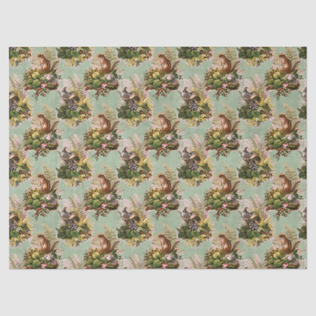 Chipmunks und Vogeldekoupage Seidenpapier (Vorderseite)