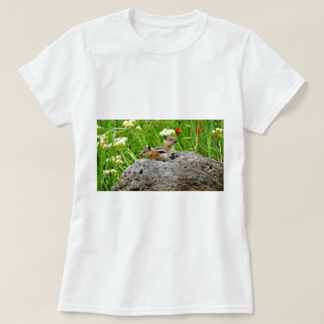 Chipmunks und Wildblumen T-Shirt (Design vorne)