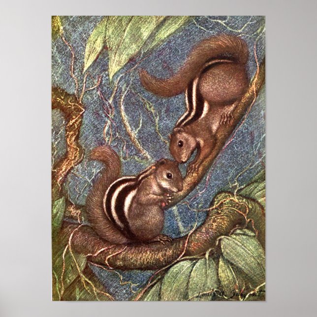 Chipmunks von Louis Sargent, Vintage Wildtiere Poster (Vorne)