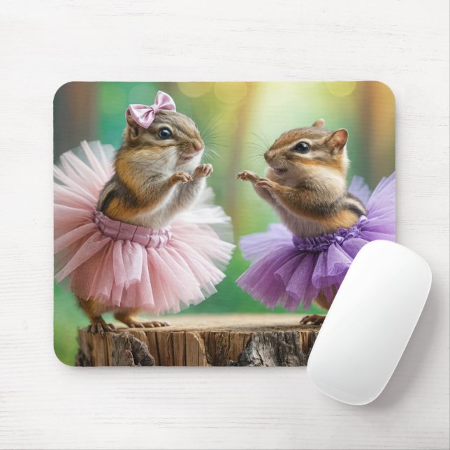 Chipmunks Wearing Tutus Mousepad (Mit Mouse)