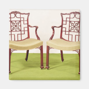 Chippendale Mahagonibaum, der Stühle speist Magnet