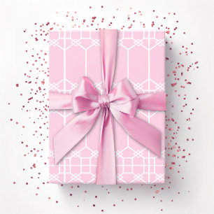 Chippendale-Oktogon-Gitter in Rosa Geschenkpapier