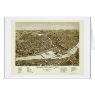Chippewa Falls, carte panoramique de WI - 1886