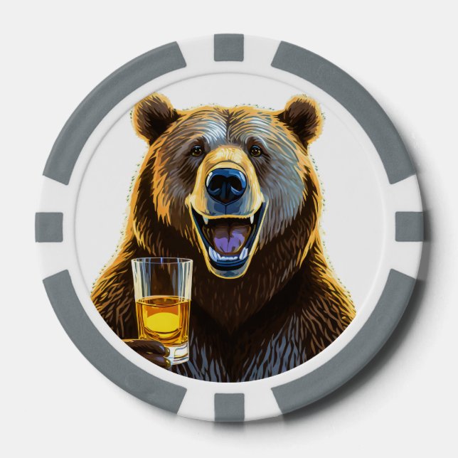 Chips aus personalisiertem Bär Composite Poker (Vorderseite)