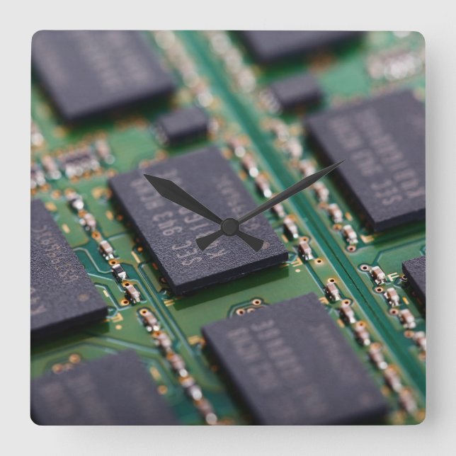 Chips für Computerspeicher Quadratische Wanduhr (Vorderseite)