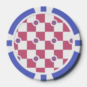Chips für den Poker mit lila Punkten und Quadraten