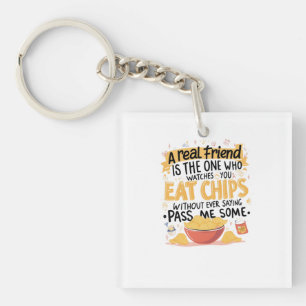 Chips und echte Freunde Schlüsselanhänger