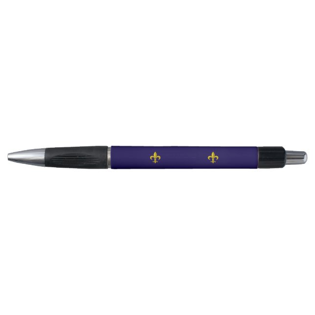 Chique Golden French Lilie on Blue Pen Kugelschreiber (Vorderseite)