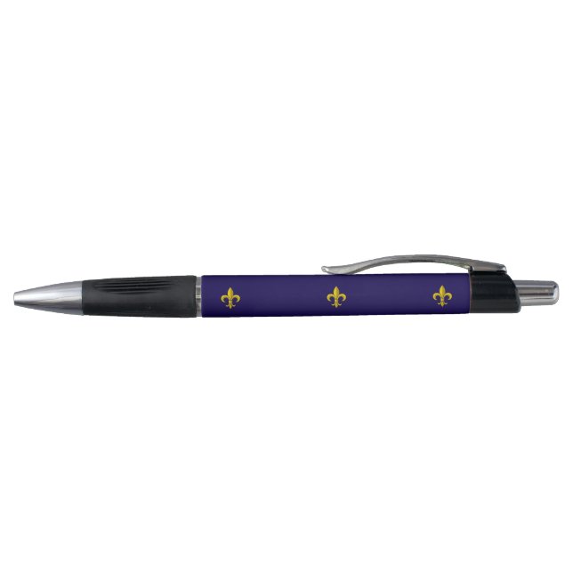 Chique Golden French Lilie on Blue Pen Kugelschreiber (Oberseite)