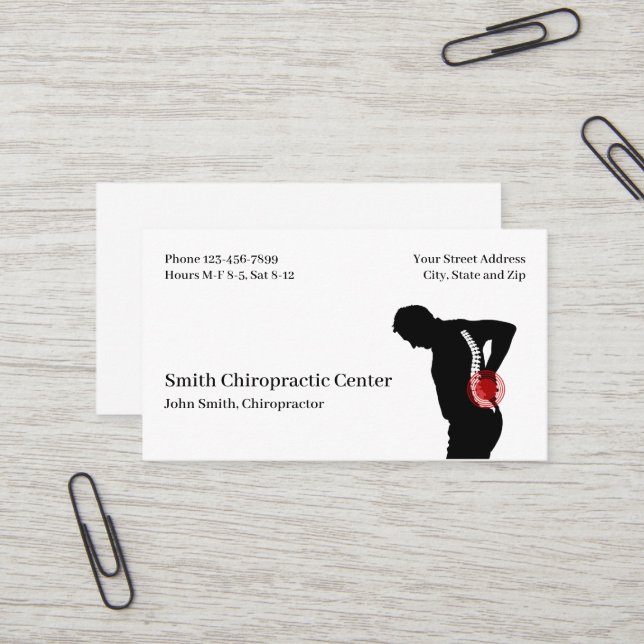 Chiropractic Chiropractic Clinic Business Card Visitenkarte (Vorderseite/Rückseite Beispiel)