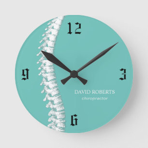 Chiropractic Chiropractor Spine Therapeut Aquamari Runde Wanduhr