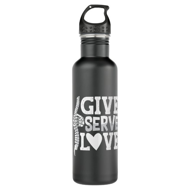 Chiropractic Give Serve Love Spine Chiropractor Edelstahlflasche (Vorderseite)