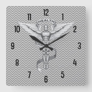 Chiropraktik-Emblem-Logo-Wanduhr Quadratische Wanduhr
