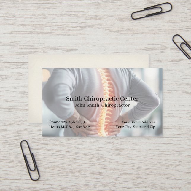 Chiropraktik-Schmerzmanagement-Klinik Visitenkarte (Vorderseite/Rückseite Beispiel)