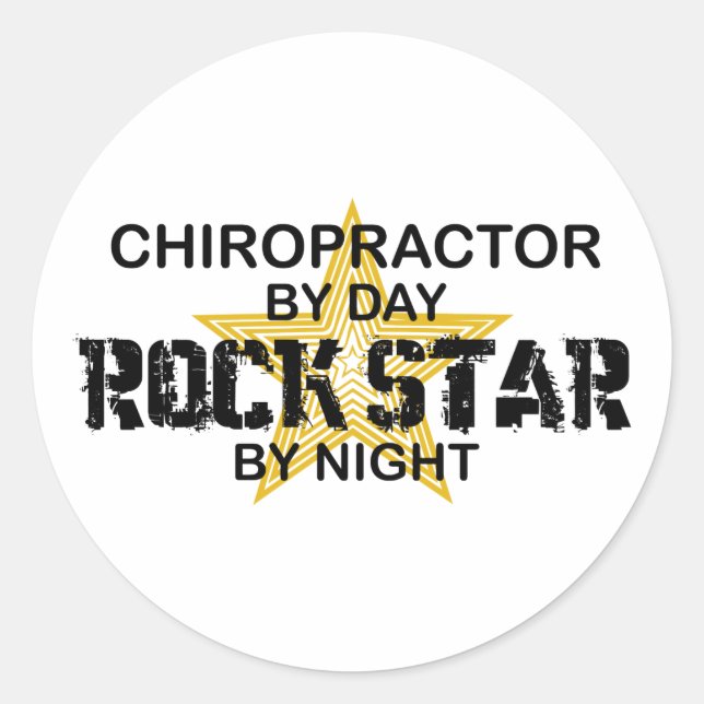 Chiropraktiker Rock Star by Night Runder Aufkleber (Vorderseite)