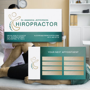 Chiropraktiker Wirbelsäulen-Logo Türkis und Gold T Visitenkarte