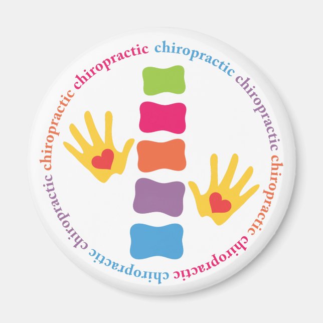 Chiropraktische Hände und Wirbelsäule Magnet (Vorne)