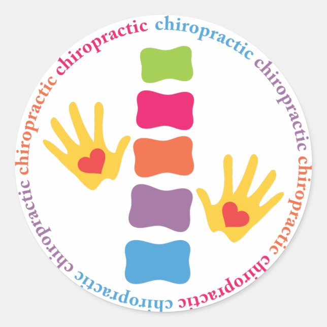 Chiropraktische Hände und Wirbelsäule Runder Aufkleber (Vorderseite)
