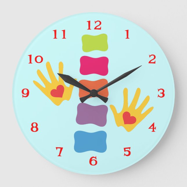 Chiropraktische Handschuhe und Wandleuchte mit Spi Große Wanduhr (Vorderseite)