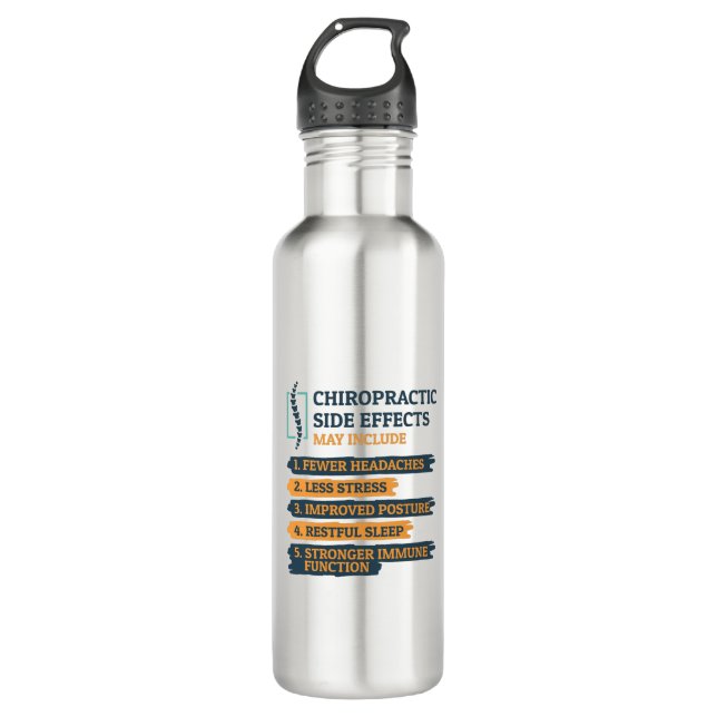 Chiropraktische Nebenwirkungen Funny Chiropraktor Edelstahlflasche (Vorderseite)