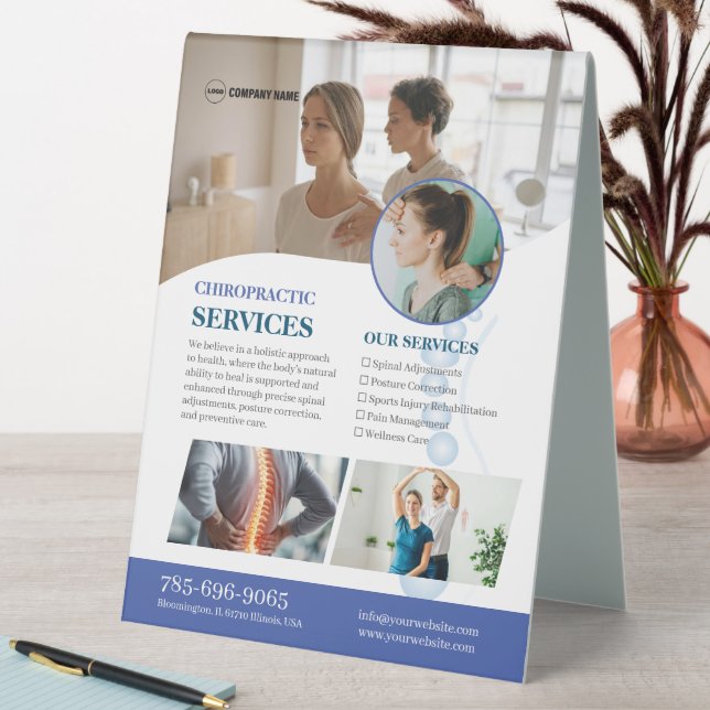 Chiropraktor Services Editable Table Zent Sign Tischaufsteller (In Situ (Tisch))