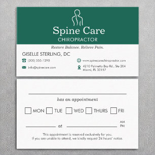 Chiropraktor Spine Care Erinnerung Visitenkarte
