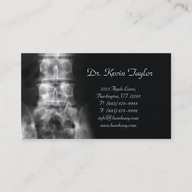 Chiropraticien Carte de visite Chiropratique Xray (Devant)