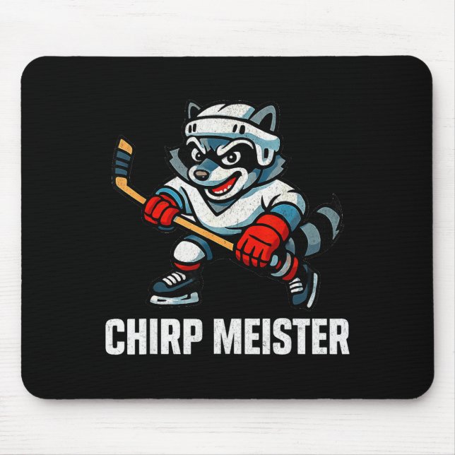 Chirp Meister Funny Hockey Raccoon Traalker  Mousepad (Vorne)