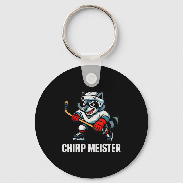 Chirp Meister Funny Hockey Raccoon Traalker  Schlüsselanhänger (Vorderseite)
