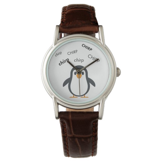 Chirp Penguin Niedlich Emoji Armbanduhr (Vorderseite)
