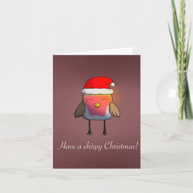 Chirpy Christmas Folded Holiday Card Feiertagskarte (Vorderseite)
