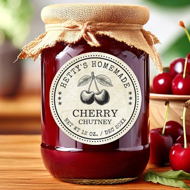 Chirry Chutney-Marke für Ihre hausgemachten Rezept Runder Aufkleber (Von Creator hochgeladen)