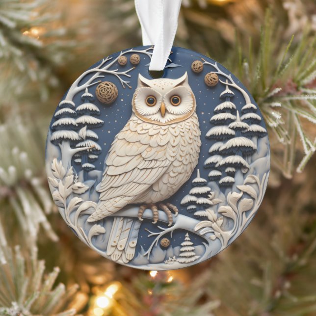 Chirstmas 3D Cute White Owen Animal (Arbre)