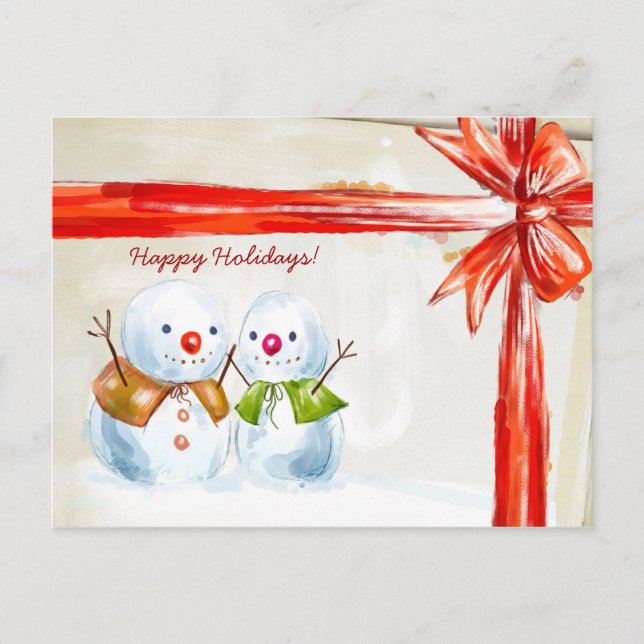 Chirstmas Snowmen Feiertagspostkarte (Vorderseite)