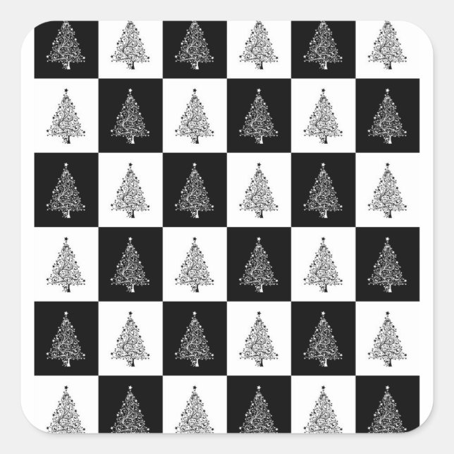 Chirstmas Tree Schach Quadratischer Aufkleber (Vorderseite)