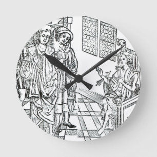 Chirurg besucht einen Mann mit Pfeilwunden, von Runde Wanduhr