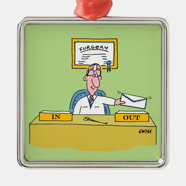 Chirurg Cartoon Weihnachtsbaum Ornament Aus Metall (Vorne)