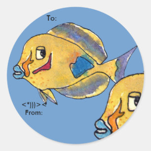 Chirurg-Fisch-Geruch-Cartoon-Fisch-personalisierte Runder Aufkleber