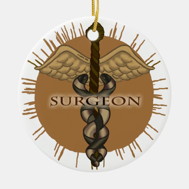 Chirurgien Caduceus Premium Carré Ornement (Devant)