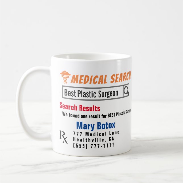 Chirurgien en plastique drôle Recherche Cadeau Mug (Gauche)
