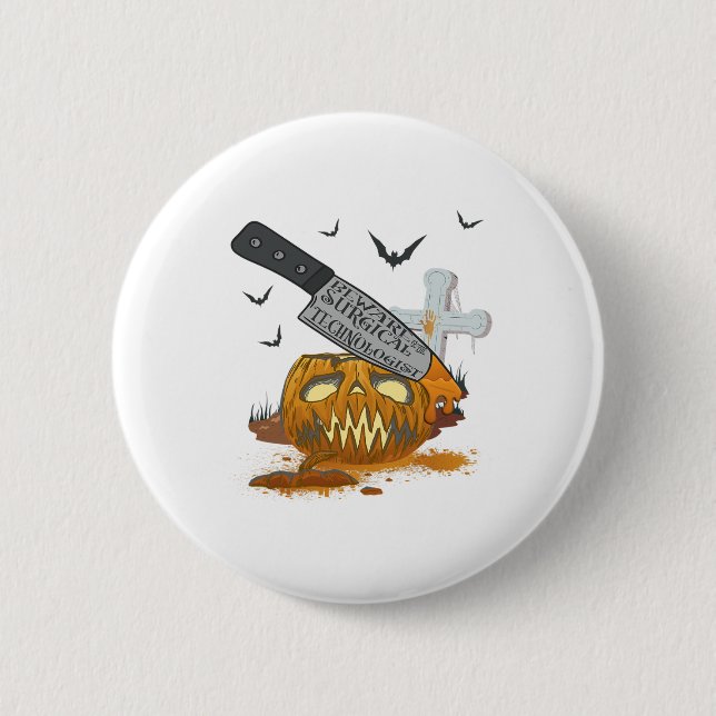 Chirurgischer Technologe Funny Halloween Party Button (Vorderseite)
