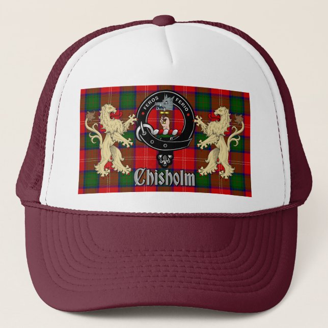 Chisholm Clan Abzeichen & Tartan Truckerkappe (Vorderseite)