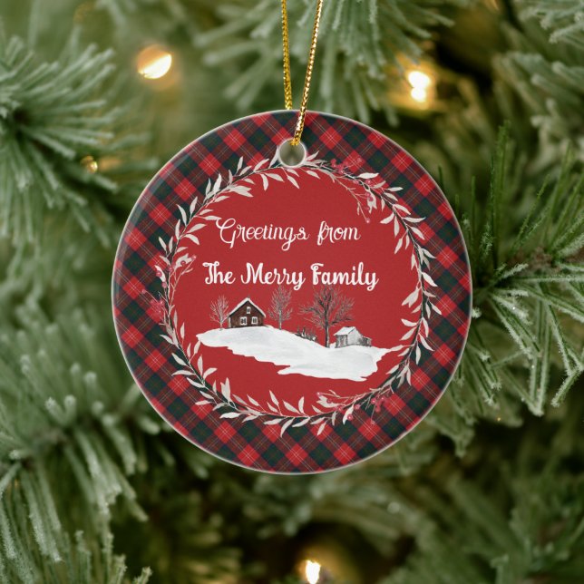 Chisholm Modern Original Scottish Tartan Keramik Ornament (Baum)