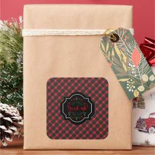 Chisholm Modern Scottish Tartan Weihnachten Quadratischer Aufkleber