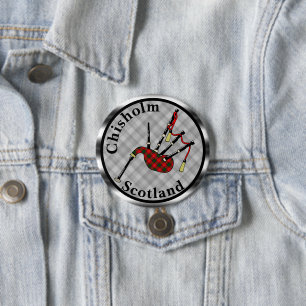 Chisholm Tartan Bagpipe Button