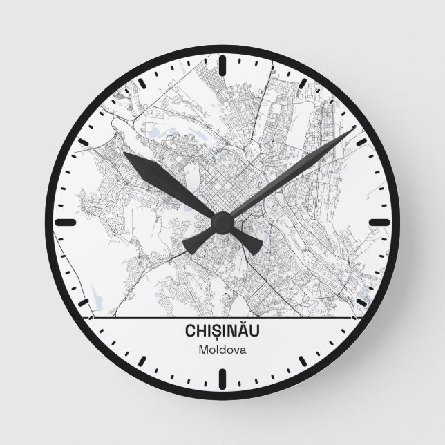 Chisinau Clock City Line Art Runde Wanduhr (Vorderseite)