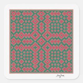 Chistmas Themed, Hitomezashi inspirierte Tile Quadratischer Aufkleber