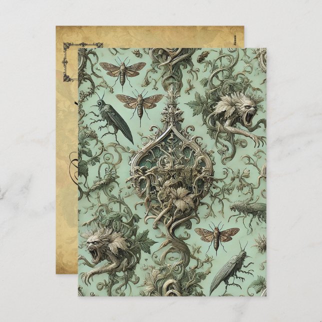 Chitinous Elegy - Gothic Insect Feiertagspostkarte (Vorne/Hinten)