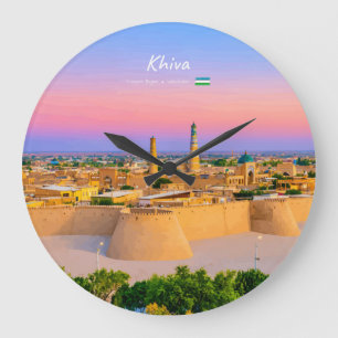 Chiva, Usbekistan - Antike Festung Silhouette Große Wanduhr