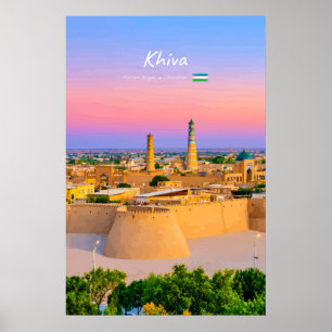 Chiva, Usbekistan - Antike Festung Silhouette Poster